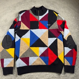 Louis Castel Herren Wollmischung Golf Pullover Ellenbogen Patch Color Block 100 Größe M - Bild 1 von 7