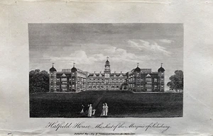 Stampa antica 1819; Hatfield House, Hertfordshire - Foto 1 di 2