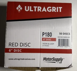 UltraGrit Red 6” Sanding Disc, Hook and Loop, P180 Grit-46 Pack - Bild 1 von 6