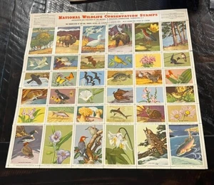 1953 National Wildlife Conservation Stamp Sheet, 36 Animal Stamps Cinderellas - Picture 1 of 7