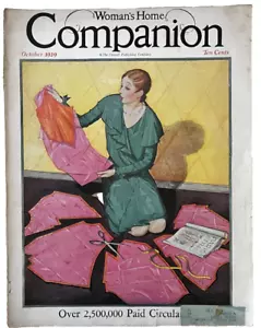Woman's Home Companion - October 1929 - Cover Only - woman with dress patterns - Imagen 1 de 1