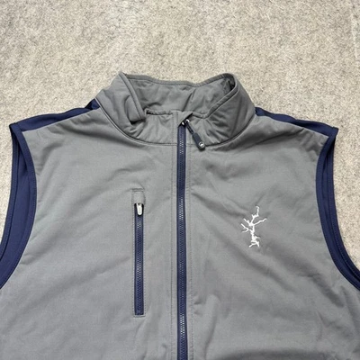 Chaleco Híbrido Peter Millar Fuse Hombres XL Gris Azul Cremallera Completa Rendimiento Ajuste Clásico Foto 1 de 4