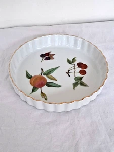 Vintage Royal Worcester Evesham Fluted Porcelain Tart Dish Fruit Design - Picture 1 of 8