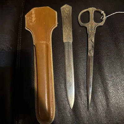 Vintage Solingen scissors, letter opener,  and holder made in Germany - Image 1 of 4