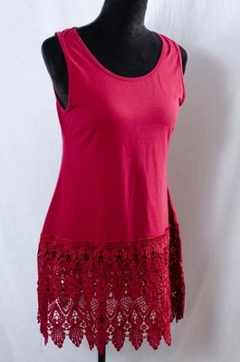 Camiseta sin mangas Pretty Angel granate con capas de encaje talla L/XL Foto 1 de 4