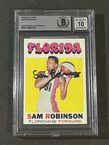 SAM ROBINSON 1971-72 TOPPS ROOKIE SIGNED AUTOGRAPHED CARD BECKETT BAS GEM MT 10 - Picture 1 of 2