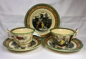 ATQ Set 2 Adams Tunstall Cries Of London Teacup & Saucers & 1 Bread Plate - Picture 1 of 24