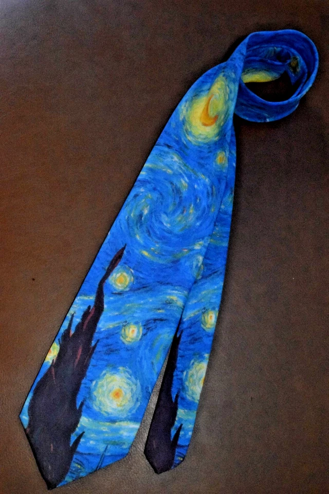 Corbata de Colección Ralph Marlin Años 90 Vincent Van Gogh Noche Estrellada Poli Corbata 56 x 3.75" Foto 1 de 4