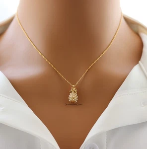STG 18K Gold Plated Pearl Pineapple Pendant Necklace - Picture 1 of 3