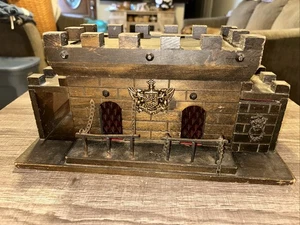 Vintage 70s S. Sper Bijou Wooden Castle Whiskey Decanters . See Pictures Please - Picture 1 of 13