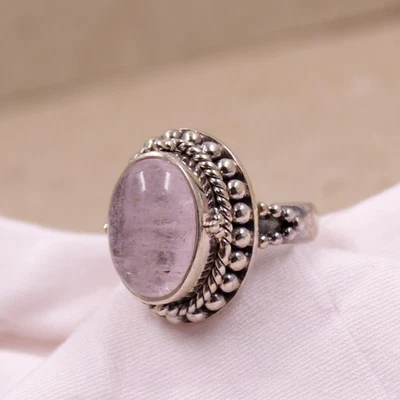 Anello in argento di morganite naturale misura 6, gioielli con pietre... - Immagine 1 di 4