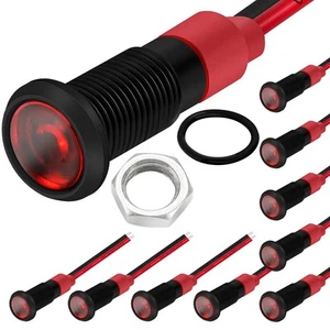 1/4" 12 Volt LED Kontrollleuchte 6mm 12V Rot Pilot Lampe IP67 Wasserdicht Alumi... - Bild 1 von 5