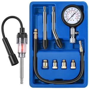 9 Pieces Automotive Compression Tester Kit and Spark Plug Tester, Blue - Picture 1 of 8