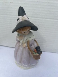 Vintage Marjorie Sarnat October Bell Witch & Black Cat 1990 Enesco - Picture 1 of 6