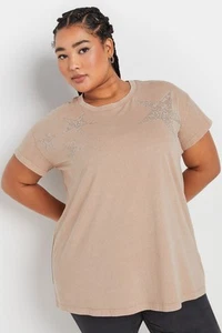 Yours Curve Women's Plus Size Stud Embellished Star T-Shirt - Picture 1 of 7