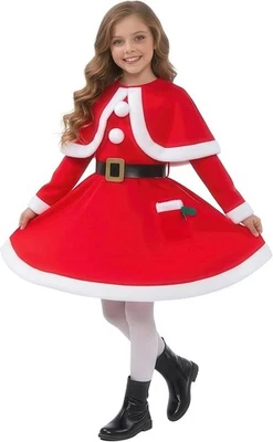 Little Miss Santa Claus Costume for Girls Father Christmas Party Dress Xmas - Image 1 of 4