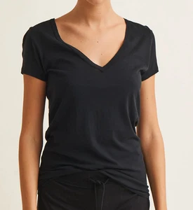 Skin SSFJ1032 Superfine Pima Jersey V-Neck Easy Tee - Picture 1 of 4
