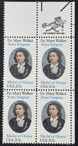 ALLY'S STAMPS US Block Scott #2013 20c Dr. Mary Walker [4] MNH - Foto 1 di 2
