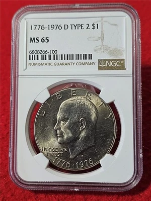 1776-1976-D TYPE 2 Eisenhower Dollar. NGC MS 65  UNCIRCULATED         #MF-T6042 - Image 1 of 2