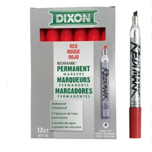 Dixon Ticonderoga 87110 Waterproof Redimark Red Permanent Markers (Dozen) - Picture 1 of 1