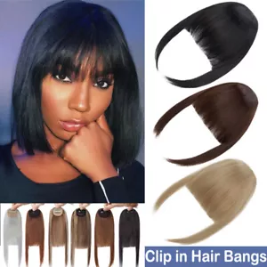 Neat Clip In on Bangs Fringe Fake Hair Extensions Straight Front Hair as Human - Picture 1 of 62