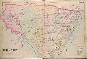 1889 MIDDLETOWN TOWNSHIP MONMOUTH COUNTY NEW JERSEY SHADY HOOK BAY ATLAS MAP