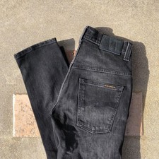nudie jeans black denim pants slim fit drill style