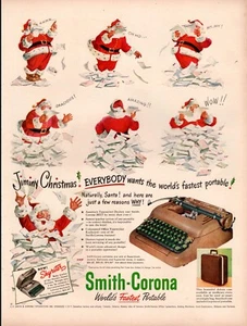 1950 vintage Christmas Ad SMITH CORONA Portable Typewriter new Skyriter 053023 - Picture 1 of 1