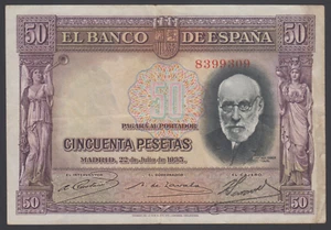 Spain 50 Pesetas 22-07-1935 VF P. 88, Banknotes, Circulated - Picture 1 of 2