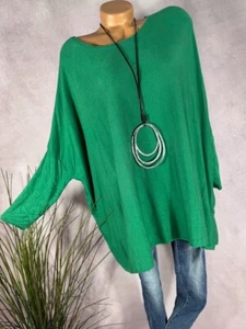 Feinstrick Oversize Pullover TUNIKA Italy Angora GRÜN 40 42 44 46 - Bild 1 von 6
