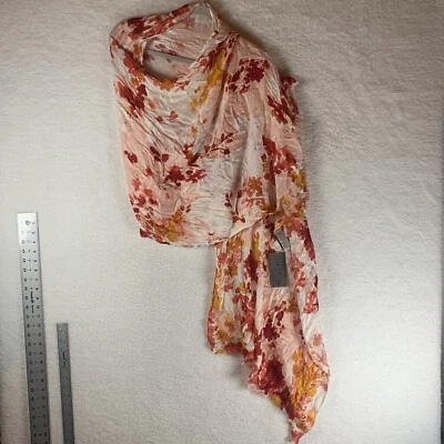 Nordstrom Bufanda Rack Mujer Talla Única Blanco Rosa Floral Rayón Flecos Enganches 6097 Foto 1 de 4