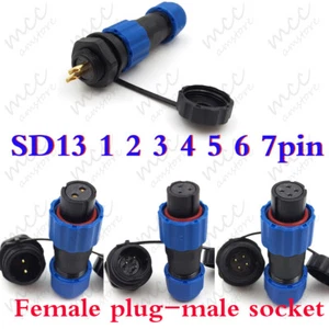 1-7 pin Waterproof SD13 Connector Panel Mount Reverse Gender IP68 Plug & Socket - Picture 1 of 18