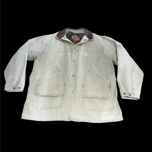Cappotto vintage Woolrich Breen Barn giacca da lavoro fodera lana uomo XL collo pelle - Foto 1 di 14