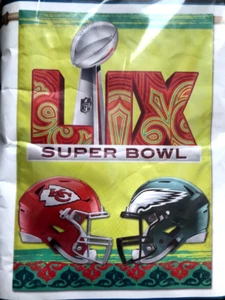 2025 NFL Super Bowl 59 New Orleans Chiefs vs Eagles Vertical Flag 28" x 40" - Picture 1 of 3