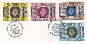 Queen Silver Jubilee GB Used Cornwall Queen Visit 1977 ON PIECE (106726) - Picture 1 of 1