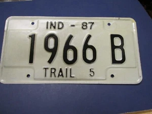 1987 Indiana Trailer License Plate # 1966 B. Birthyear Run Topper. 1966. NOS. - Imagen 1 de 2