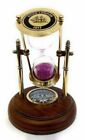 Brass Sand Timer With wood Compass Base Decorative Revolving Nautical gift