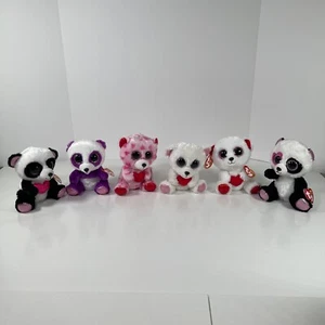 Ty Beanie Boos Bear Panda Bear Plush Lot of 6 6" w/Tags Stuffed Animal - Picture 1 of 11