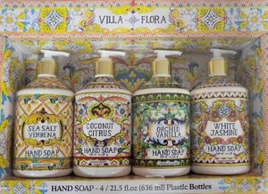 Villa Flora Hand Soap  4 21.5 fL oz Jasmine Orchid Vanilla Citrus Decorative - Picture 1 of 7