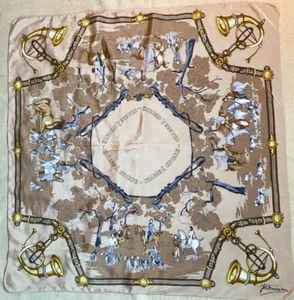 Foulard en soie " Jole Veneziani - Chasse à courre" vintage 90cm x 90cm Scarf - Imagen 1 de 5
