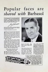 VINTAGE 1930er Jahre Druckanzeige ~ Barbasol ~ beliebte Gesichter sind mit Barbasol rasiert - Bild 1 von 1