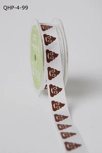 MAY ARTS RIBBONS~GROSGRAIN~EMOJI PRINT~SMILING POO~3/4" INCH X 1 YARD! - Picture 1 of 1