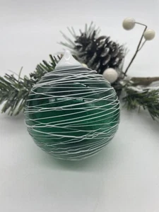Green Glass Globe Christmas Tree Ornament - Picture 1 of 5