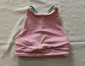 Ivivva Girl’s Coastal Tides Crop Top Reversible Swim Bikini Pink Blue Size 8 - Picture 1 of 8