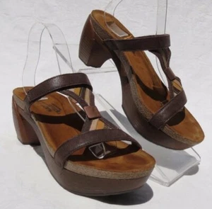 NAOT Fusion Duet Brown Copper Leather Platform Sandals Shoes 40 US 9 - Picture 1 of 7