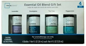 Mainstays Essential Oil Blend Gift Set 4 Lavender Eucalyptus Tea Tree Peppermint - Picture 1 of 7