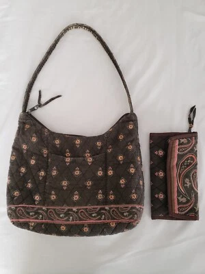 Conjunto de monedero y billetera acolchada con diseño Tanya Lee marrón floral y cachemira para mujer Foto 1 de 4