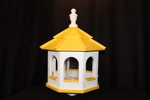 Vinyl Gazebo Bird Feeder Amish Homemade Handmade Handcrafted White & Yellow med - Picture 1 of 1