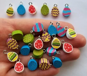 24 x Polymer Clay Charms TINY EASTER EGGS Craft Decoration Pendants Candy Sweets - Picture 1 of 3