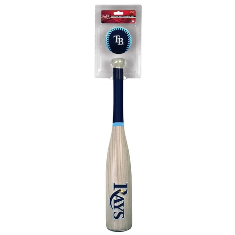 MLB Tampa Bay Rays Softee 21" Bat &3" Ball Toy Baseball Child Plastic Wood Grain Cover